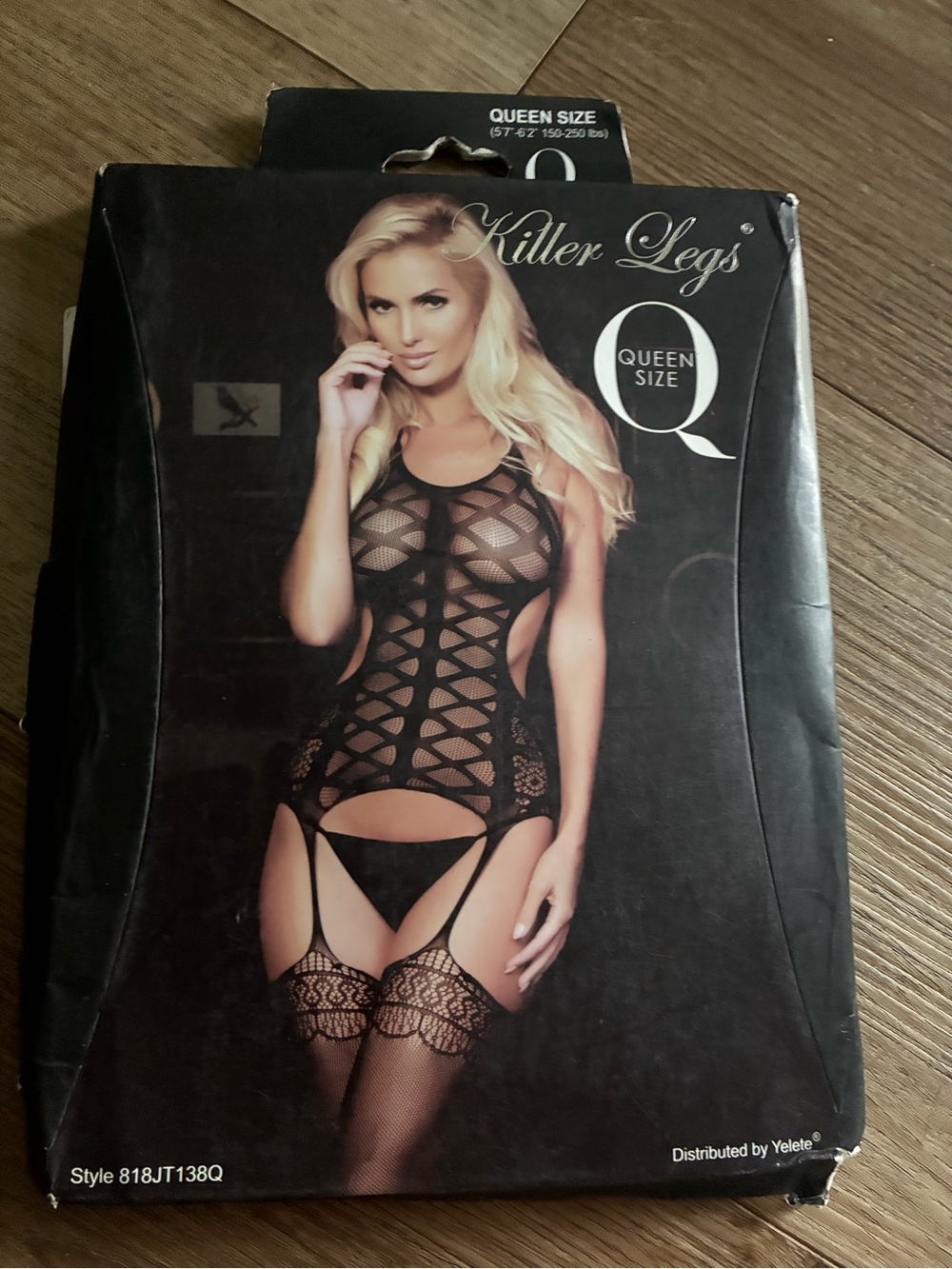 Killer Legs Queen Size Black Lace Garter Bodysuit